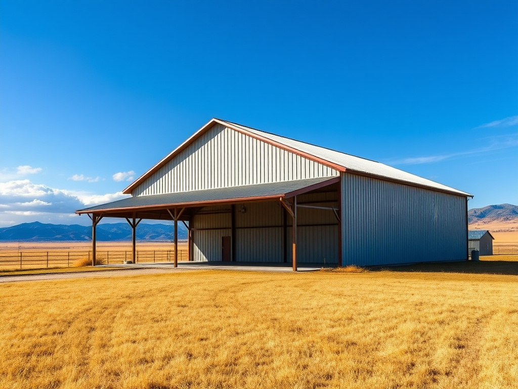 Metal ag building on the Northern Colorado high plains